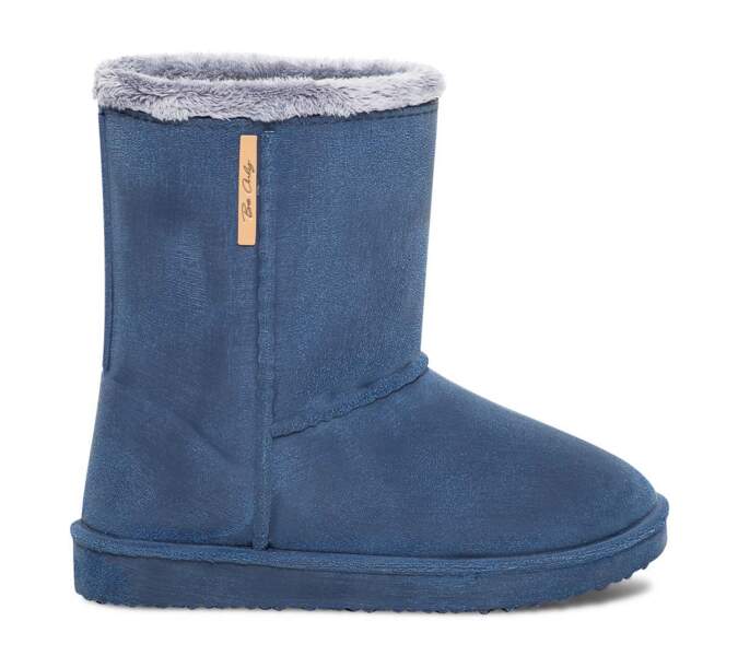 Boots fourré bleu imperméable, Eram, 49€