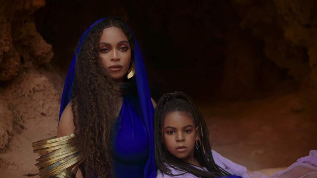 Beyoncé et sa fille Blue Ivy dans les clips vidéos de "Spirit" et "Bigger" du nouveau film "Le Roi Lion", le 20 juillet 2019.