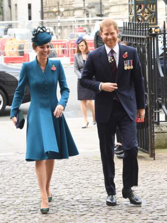 Le prince Harry et Kate Middleton, en 2019, à l'occasion du service commémoratif de l'ANZAC Day.