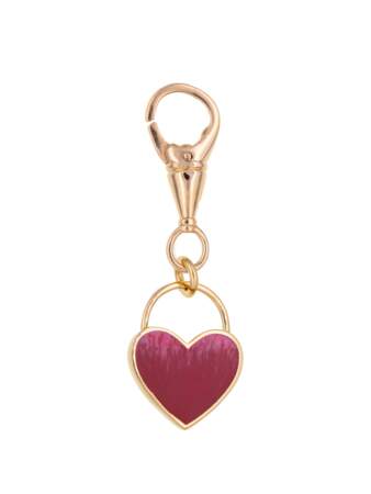 Pendentif charm mousqueton coeur émaillé rouge dégradé rose, Luj Paris, 125€