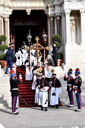 Illustration de la traditionnelle procession sur la place du palais princier monégasque durant les célébrations de la Sainte Dévote, à laquelle la princesse Charlene n'assiste pas cette année.