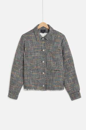 Veste en tweed multicolore et fils Lurex, Caroll, 160€