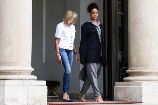 Rihanna avec Brigitte Macron à l'Elysée, en 2017