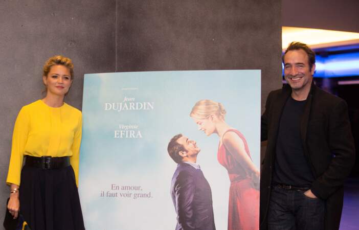 Virginie Efira et Jean Dujardin à l'avant-première du film "Un homme à la hauteur" à Bruxelles, le 25 avril 2016.