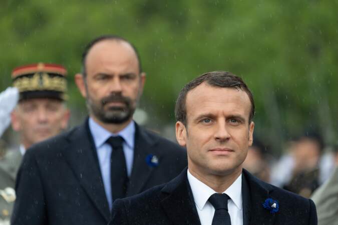 Le président Emmanuel Macron lors de la commémoration du 74ème anniversaire de la victoire du 8 mai 1945 à l'Arc de Triomphe, le 8 mai 2019.