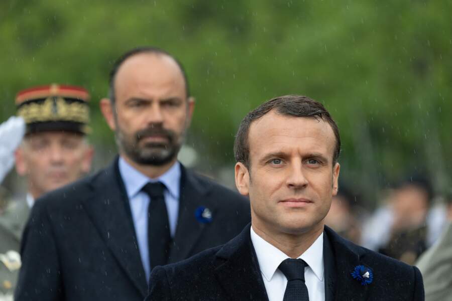 Le président Emmanuel Macron lors de la commémoration du 74ème anniversaire de la victoire du 8 mai 1945 à l'Arc de Triomphe, le 8 mai 2019.