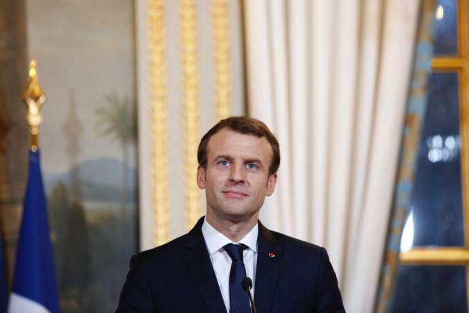 Le président Emmanuel Macron en conférence de presse commune avec Abdallah II en décembre 2017. 