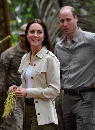 Le prince William, duc de Cambridge, et Catherine (Kate) Middleton, duchesse de Cambridge, visitent la forêt de Chiquibul au Belize, lors de leur tournée dans les Caraïbes au nom de la reine pour marquer son jubilé de platine. Belize, le 21 mars 2022.