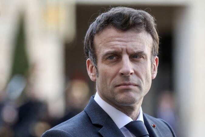 Le président de la République française, Emmanuel Macron recoit Pedro Sanchez, président du gouvernement d¹Espagne pour un entretien au palais de l'Elysée, Paris, France, le 21 mars 2022. 