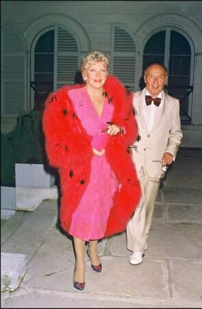 Line Renaud et son mari Loulou Gasté au mariage d'Alain Bernardin et de Lova Moor, le 29 juin 1985.