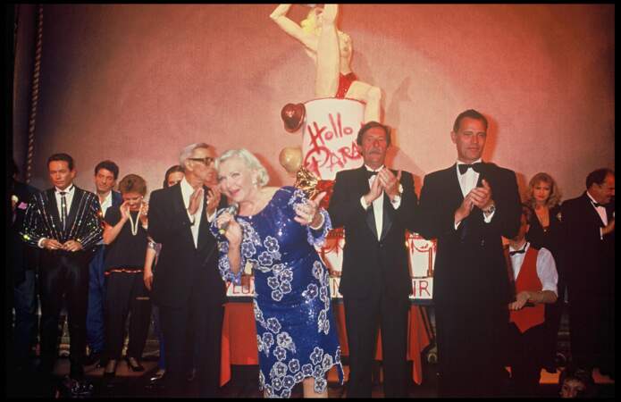 Line Renaud et Jean Rochefort à une soirée au Paradis Latin, le 15 septembre 1987.