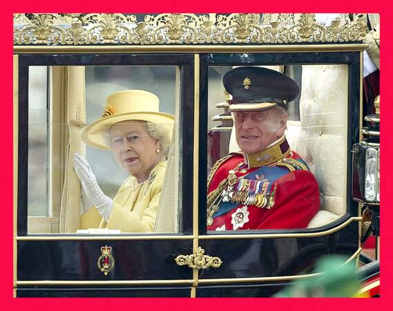 Le 24 avril 2011, la reine Elisabeth II  et le prince Philip, lors du mariage du prince William et de Kate Middleton. 