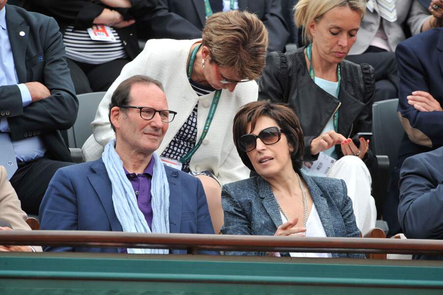 Ruth Elkrief et son mari Claude Czechowski à Roland Garros, le 1er juin 2014