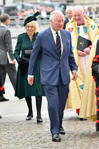 Le prince Charles arrive à la cérémonie en hommage au Prince Philip, à l'abbaye de Westminster, à Londres, le mardi 29 mars 2022.