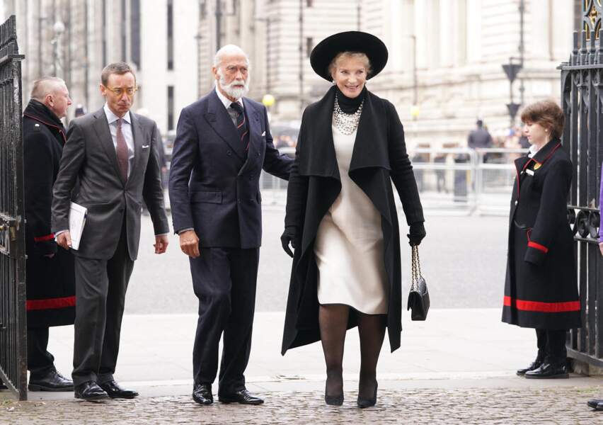 Prince Michael de Kent et Princesse Michael de Kent arrivent à la cérémonie en hommage au Prince Philip, à l'abbaye de Westminster, à Londres, le mardi 29 mars 2022.