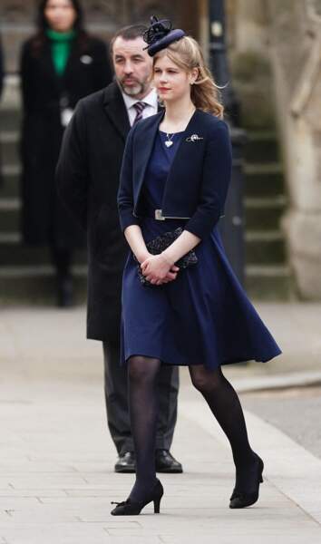Lady Louise Mountbatten-Windsor arrive à la cérémonie en hommage au Prince Philip, à l'abbaye de Westminster, à Londres, le mardi 29 mars 2022. 