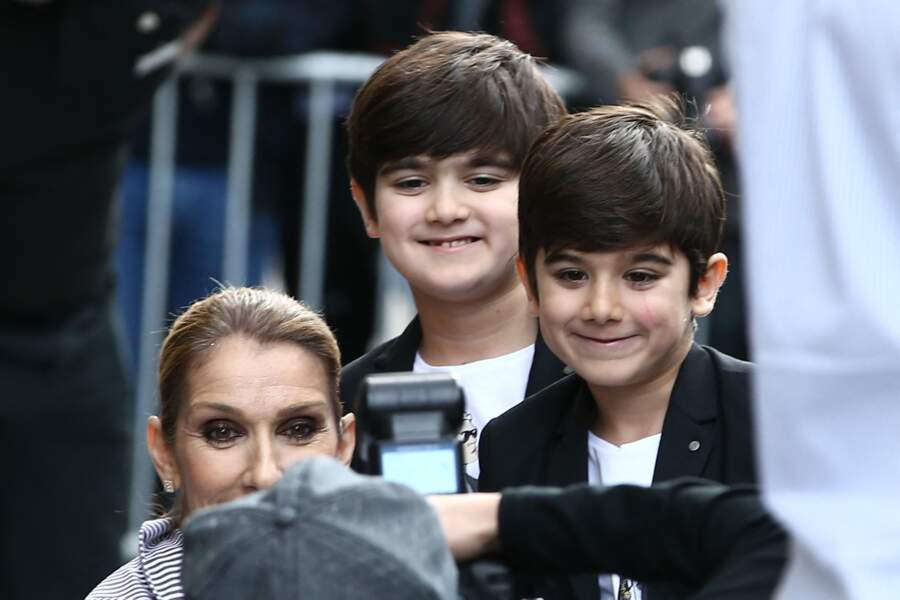 Celine Dion et ses jumeaux Eddy et Nelson Angelil, en 2017
