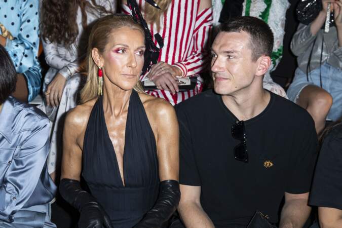 Céline Dion et Pepe Munoz au défilé Schiaparelli haute couture Automne-Hiver 2019/2020 à Paris le 1er juillet 2019.