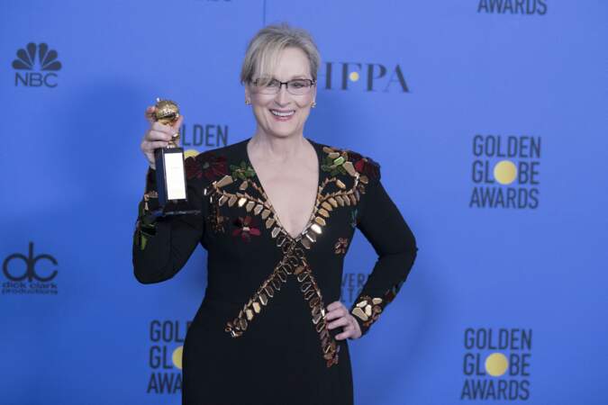 En 2017, Meryl Streep est récompensée pour l'ensemble de sa carrière lors de la 74ème cérémonie annuelle des Golden Globe Awards à Beverly Hills.