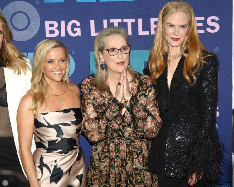 Reese Witherspoon, Meryl Streep et Nicole Kidman lors de la première de la deuxième saison de la série "Big Little Lies" à New York, en mai 2019.
