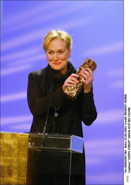 Meryl Streep reçoit le César d'honneur, en 2003.