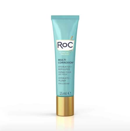Multi Correxion®️ Hydrater + Repulper de RoC, crème pour le contour de l'oeil enrichie à l'acide hyaluronique. 24,99€ les 15 ml