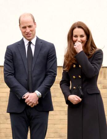 Le duc et la duchesse de Cambridge lors d'une visite du centre RAF Air Cadets à Londres, le 21 avril 2021, quelques jours après les obsèques du Prince Philip. 