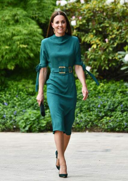 Kate Middleton en robe midi verte le 4 mai 2022