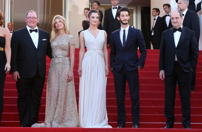 John Lasseter, Mélanie Laurent Charlotte Le Bon, Pierre Niney, Pierre Lescure sont chics au Festival de Cannes, le 18 mai 2015.