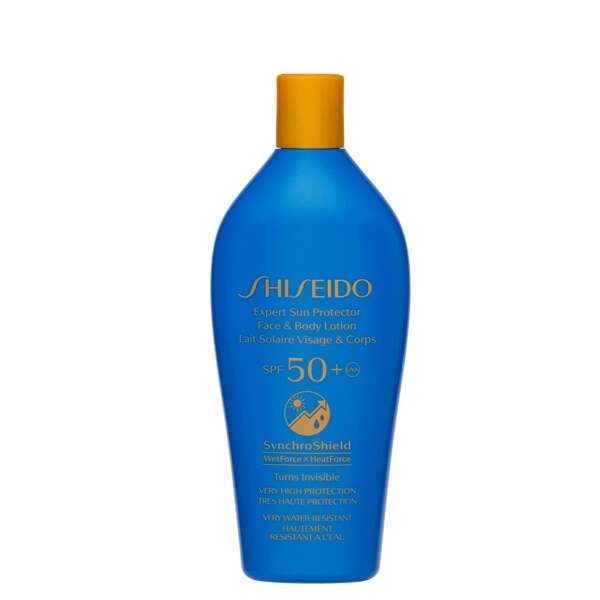 Lait solaire visage et corps SPF50+ qui s'active avec le soleil et l'eau, Shiseido, 50 €.