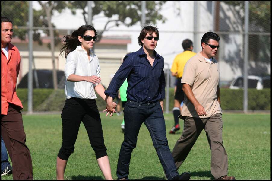 Katie Holmes et Tom Cruise au match de sa fille Isabella, à Beverly Hills (États-Unis), en 2006
