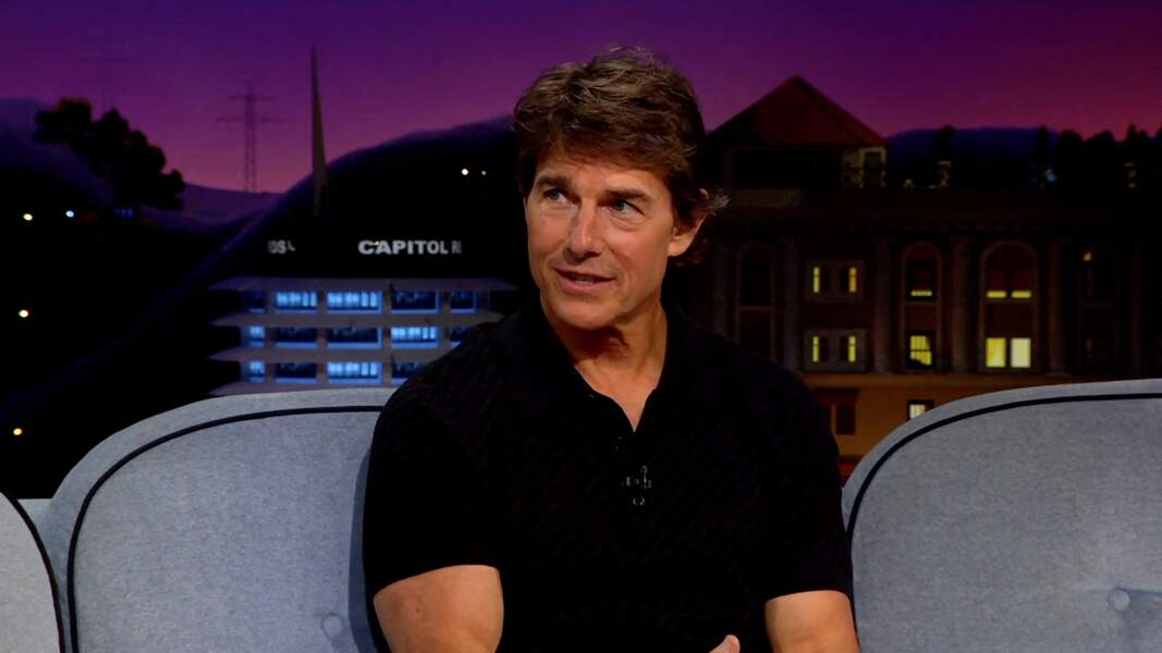 Tom Cruise sur le plateau de l'émission The late show with James Corden, à Los Angeles (États-Unis), le 4 mai 2022