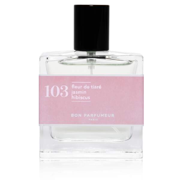 Eau de parfum le 103 Fleur de Tiaré Jasmin Hibiscus, Bon Parfumeur Paris, 38€ les 30ml en boutique 11 Rue des Francs Bourgeois Paris 4ème et sur bonparfumeur.com/fr