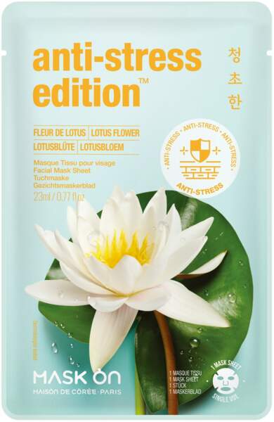 Masque en tissu anti-stress à la fleur de lotus, Maison de Corée, 5€ sur maisondecoree.fr