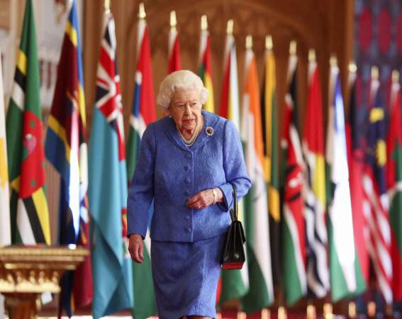 La reine Elizabeth II préside la journée du Commonwealth au château de Windsor, le 6 mars 2021.