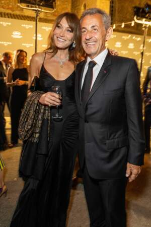 Carla Bruni et son mari Nicolas Sarkozy à la soirée "Women In Motion" par Kering au Chateau de la Castre lors du 75ème Festival International du Film de Cannes