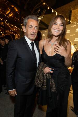 Carla Bruni et son mari Nicolas Sarkozy à la soirée "Women In Motion" par Kering au Chateau de la Castre lors du 75ème Festival International du Film de Cannes