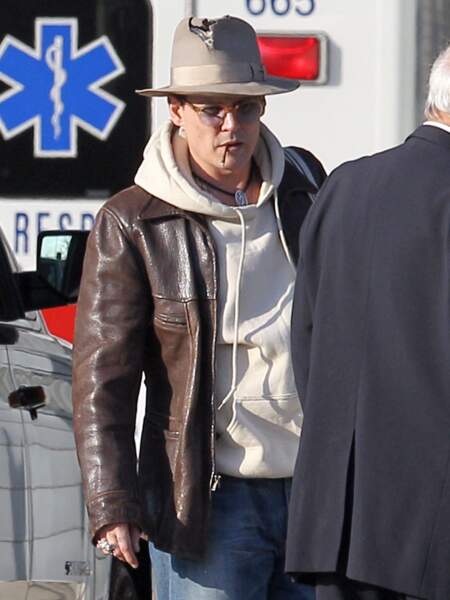 Johnny Depp, en 2014, avant de prendre un avion à Boston (États-Unis 