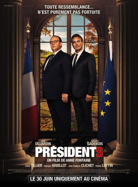 Affiche du film "Présidents" avec Jean Dujardin dans le rôle de Nicolas Sarkozy et Grégory Gadebois dans celui de François Hollande.