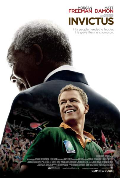Affiche du film "Invictus" avec Morgan Freeman dans le rôle de Nelson Mandela et Matt Damon.