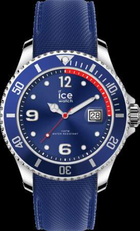 Montre Ice Steel Blue, cadran aux finitions acier, bracelet en silicone, Ice Watch, 119€