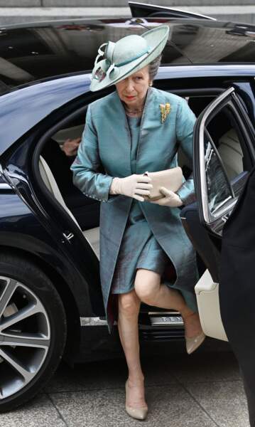 La princesse Anne d'Angleterre arrive à la messe du jubilé, célébrée à la cathédrale Saint-Paul de Londres, le 3 juin 2022