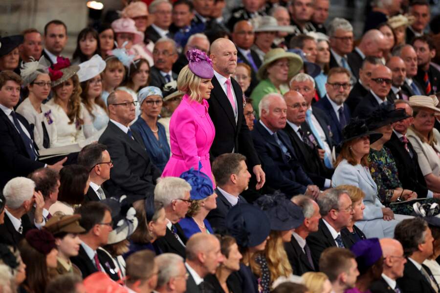Zara Tindall et son mari Mike rejoignent les autres membres de la famille royale pour assister à la messe du jubilé organisée à la cathédrale Saint-Paul de Londres, le 3 juin 2022