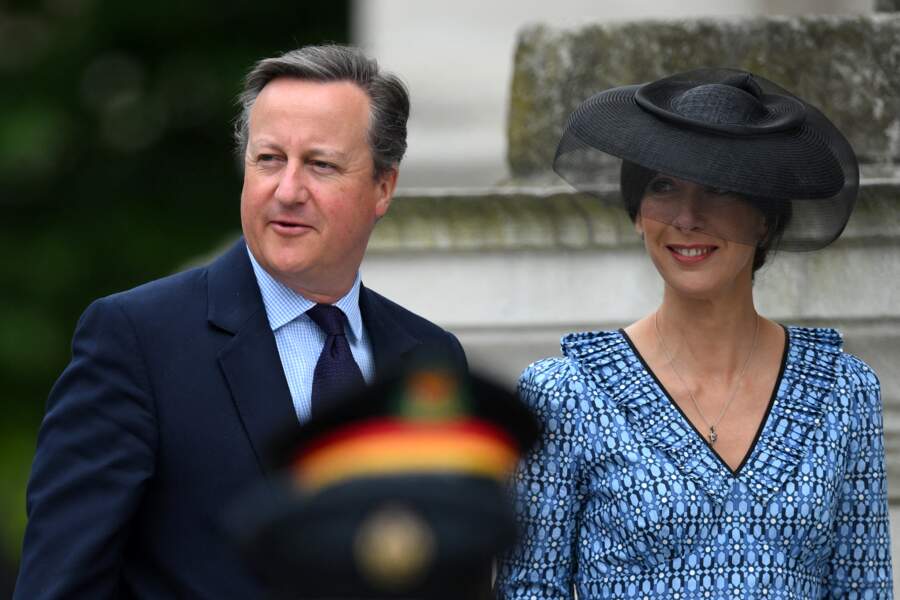 L'ancien Premier ministre britannique David Cameron et sa femme Samantha arrivent à la messe du jubilé, célébrée à la cathédrale Saint-Paul de Londres, le 3 juin 2022