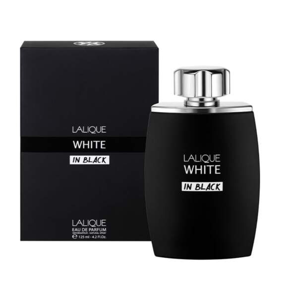 White in Black Eau de Parfum, Lalique, 100€ les 125ml dans les boutiques Lalique et sur le site Lalique.com