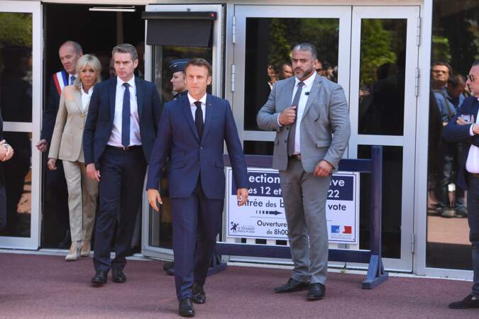 Brigitte Macron a accompagné son époux au Touquet pour le premier tour des élections législatives, le 12 juin 2022.
