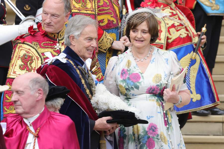 Tony Blair et sa femme Cherie Blair au service annuel de l'Ordre de la jarretière