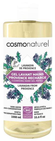 Gels Lavants Mains Provence, Cosmonaturel, 6,60€ les 500ml, recharge 9,10€ le litre en magasins bio 