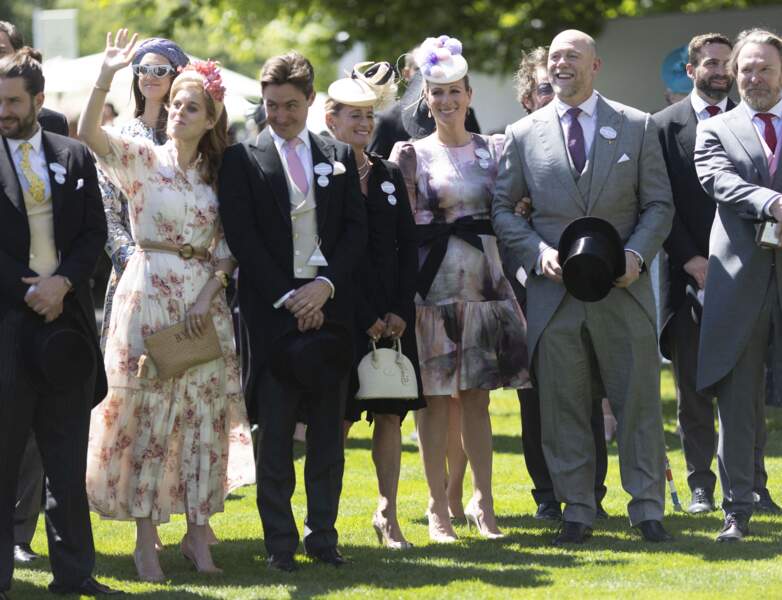 La princesse Beatrice d'York, son mari Edoardo Mapelli Mozzi, Zara Phillips (Zara Tindall) lors du premier jour de la Royal Ascot 2022, à l'hippodrome d'Ascot dans le Berkshire, Royaume Uni, le 14 juin 2022.