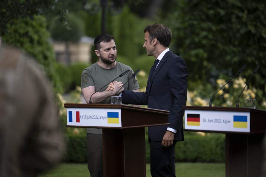 Emmanuel Macron rencontre le président ukrainien Volodymyr Zelensky à Kiev, le 16 juin 2022